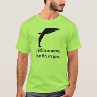 Jag tror i unicorns (och dem var grön), tee shirt