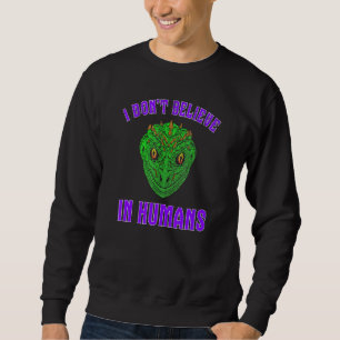 Jag tror inte på människans Grönt Reptilian Alien  Lång Ärmad Tröja