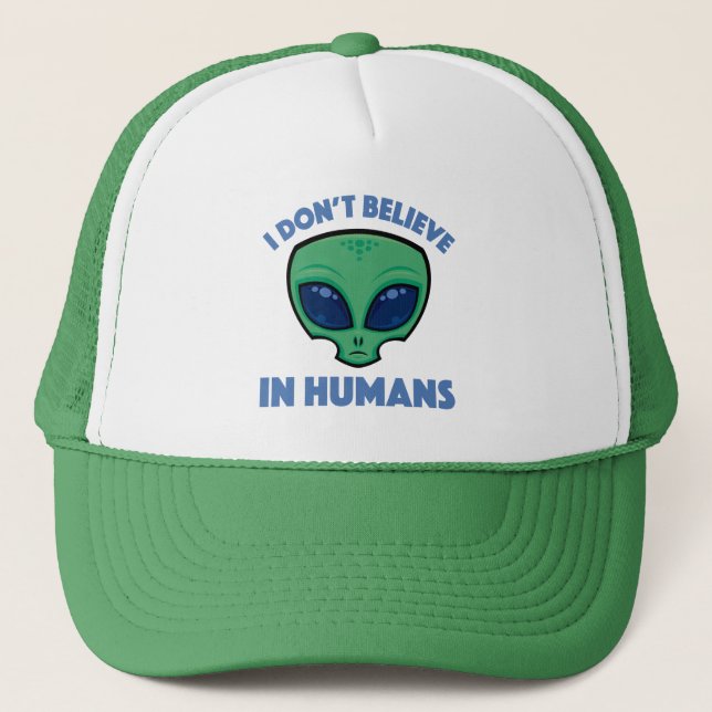 Jag tror inte på människans Tecknad Alien Keps (Framsida)