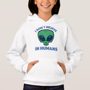 Jag tror inte på människans Tecknad Alien T Shirt