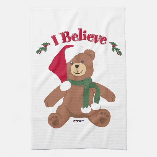 Jag tror! Jul Teddybjörn Kökshandduk (Vertikal)