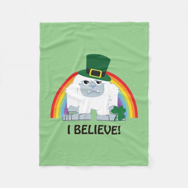 Jag tror! Leprechaun Yeti Fleecefilt (Framsidan)