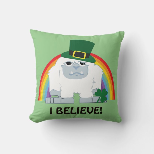 Jag tror! Leprechaun Yeti Kudde (Framsida)