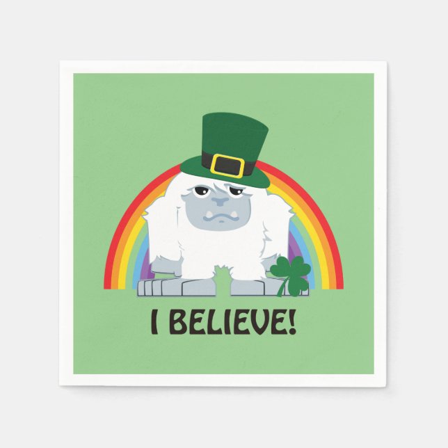 Jag tror! Leprechaun Yeti Pappersservett (Framsidan)