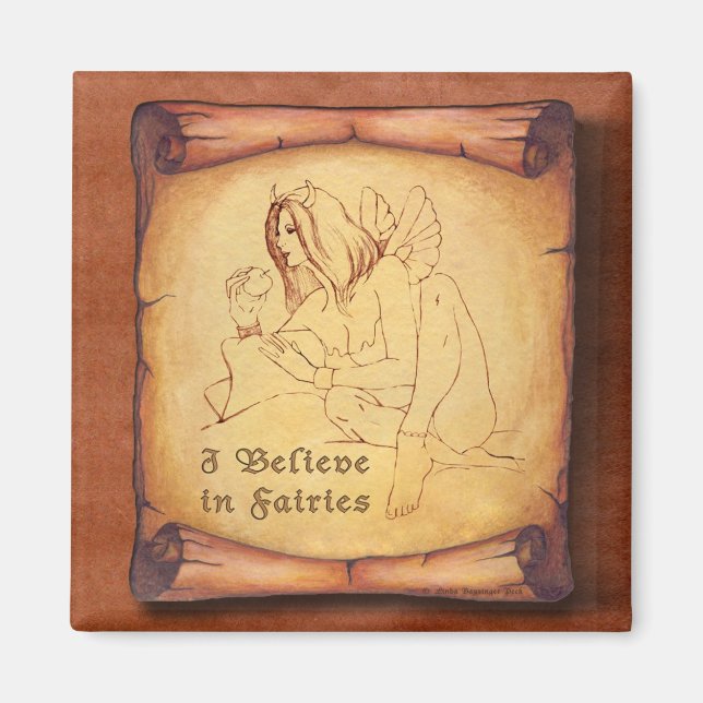 Jag tror på Älvor Sketch Magnet (Framsidan)