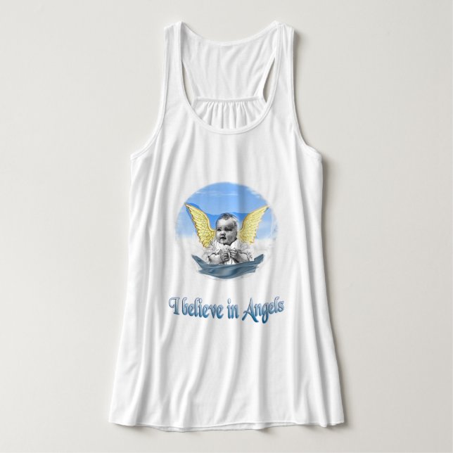 Jag tror på Änglar Linne Med Racerback (Design framsida)