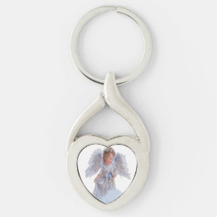 Jag tror på Änglar Twisted Heart Silverfärgad Nyckelring