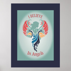 Jag tror på Änglar Wood Topped Wall Tapestry Poster