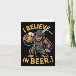 Jag tror på Beer Funny Bigfoot Lederhosen Joke Pr Kort