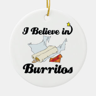 Jag tror på burritos julgransprydnad keramik