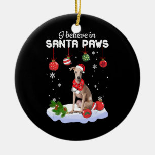 Jag tror på den italienska Greyhound Gift i Santa  Julgransprydnad Keramik