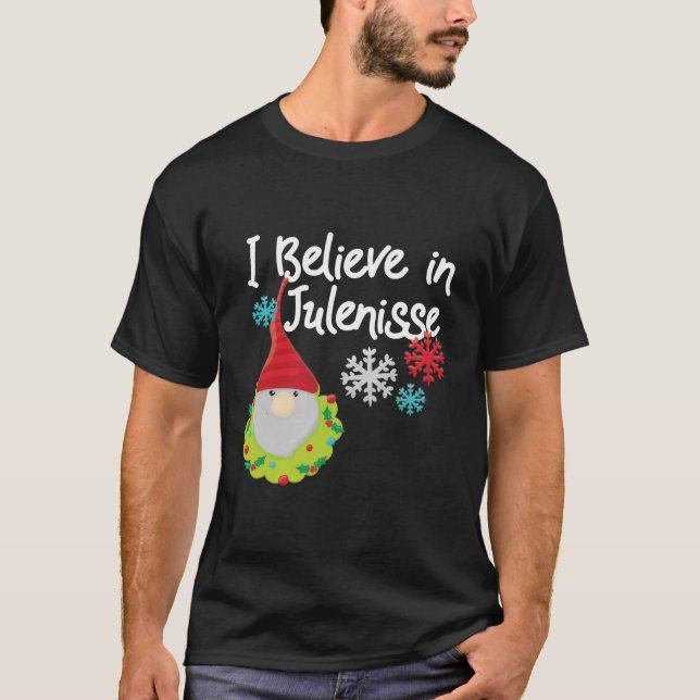 Jag tror på den norska Helgdag Julenisse Nisse T Shirt (Framsida)