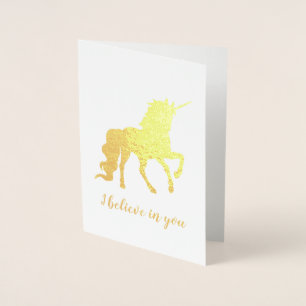 Jag tror på dig Unicorn Guld Folierat Kort
