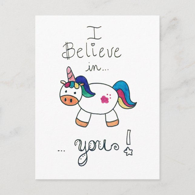 Jag tror på dig! Unicorn Vykort (Framsida)