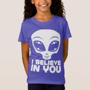 Jag tror på dig utomjording i vitt t shirt
