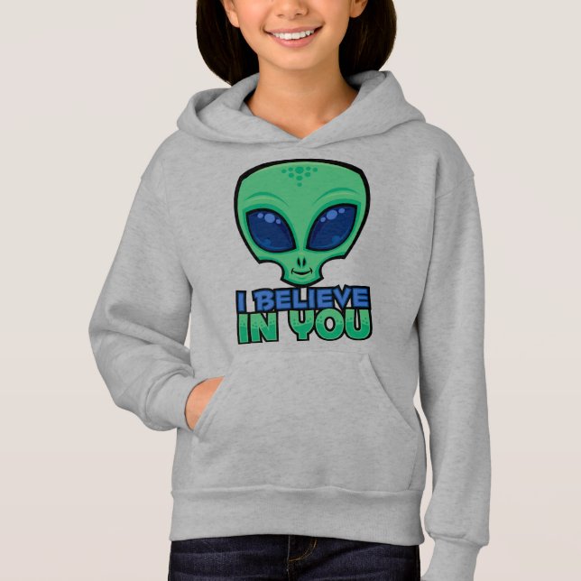 Jag tror på er vänliga Tecknad Alien T Shirt (Framsida)