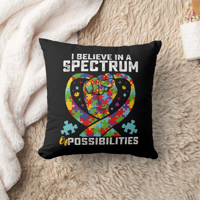 Jag tror på ett spektrum av möjligheter autism kudde (Filt)