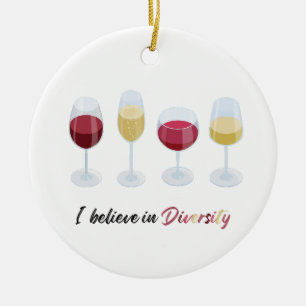 Jag tror på glasögonen Diversity vin Julgransprydnad Keramik