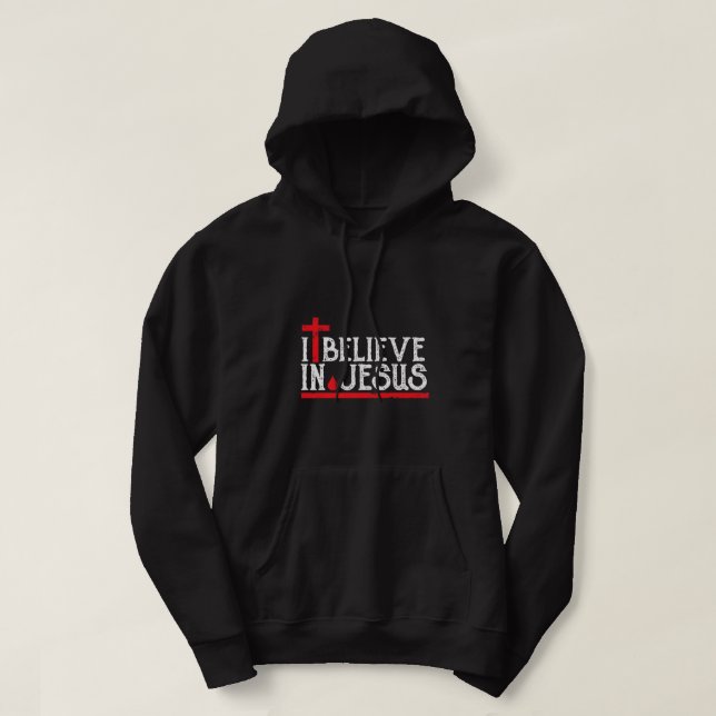 Jag tror på Jesus - Christian Faith Kor Blood T Hoodie (Design framsida)