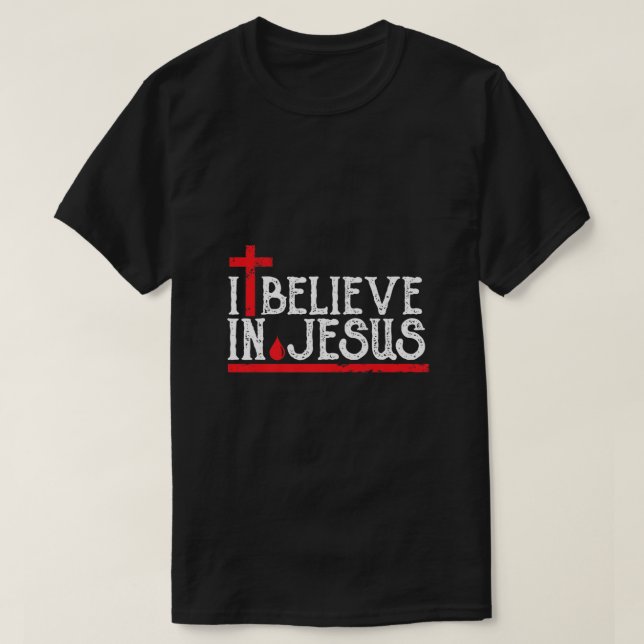 Jag tror på Jesus - Christian Faith Kor Blood T T Shirt (Design framsida)
