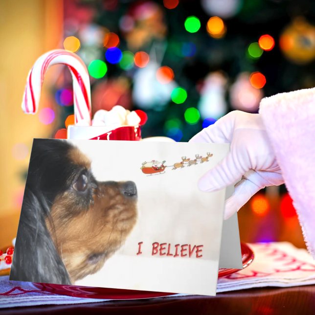 Jag tror på jul med Cavalier King Charles Helgkort (Skapare uppladdad)