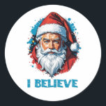 Jag tror på Jultomten Graffiti Stil Design Runt Klistermärke<br><div class="desc">Min graffiti-design säger allt: Jultomten är inte bara en myt,  han är generös och kärlek som lever vidare i våra hjärtan. Låt oss sprida glädjen och behållan till den ge levande andan hela året. 🎅 🎁 ❤</div>