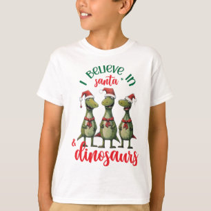 Jag tror på jultomten och dinosauurerna t shirt