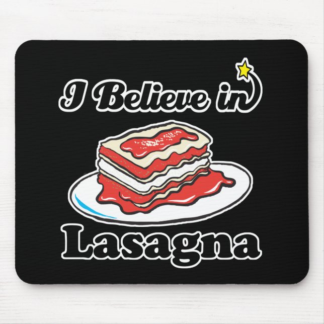 jag tror på lasagne musmatta (Framsidan)