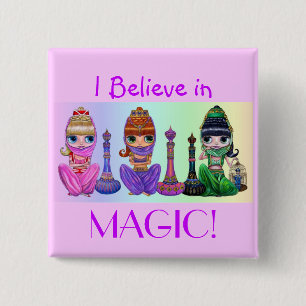 Jag tror på Magic! Cute Little Genie Dolls Knapp