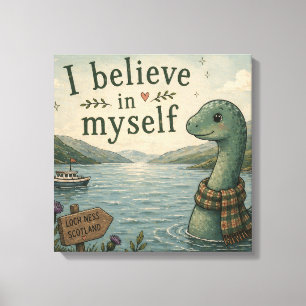 Jag tror på mig själv fantasifull Loch Ness Monste Canvastryck