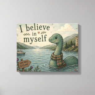 Jag tror på mig själv fantasifull Loch Ness Monste Canvastryck