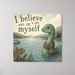 Jag tror på mig själv fantasifull Loch Ness Monste Canvastryck