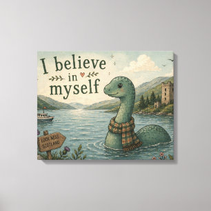 Jag tror på mig själv fantasifull Loch Ness Monste Canvastryck