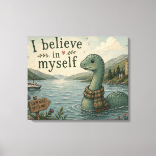 Jag tror på mig själv fantasifull Loch Ness Monste Canvastryck