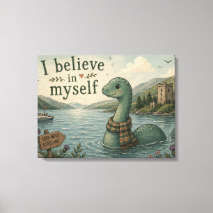 Jag tror på mig själv fantasifull Loch Ness Monste Canvastryck