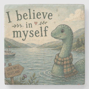Jag tror på mig själv fantasifull Loch Ness Monste Stenunderlägg