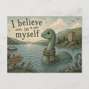 Jag tror på mig själv fantasifull Loch Ness Monste Vykort