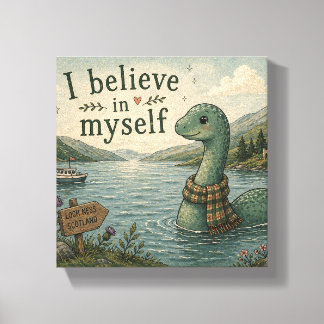 Jag tror på mig själv nyckfull Loch Ness Monster Canvastryck