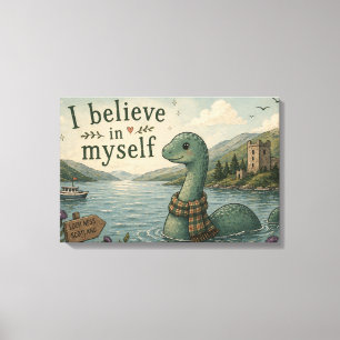 Jag tror på mig själv nyckfull Loch Ness Monster Canvastryck