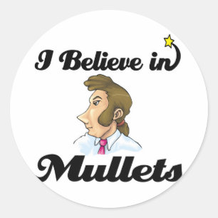 Jag tror på mullet runt klistermärke