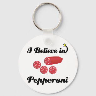 Jag tror på pepperoni nyckelring
