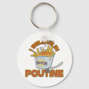 Jag tror på Poutine Nyckelring