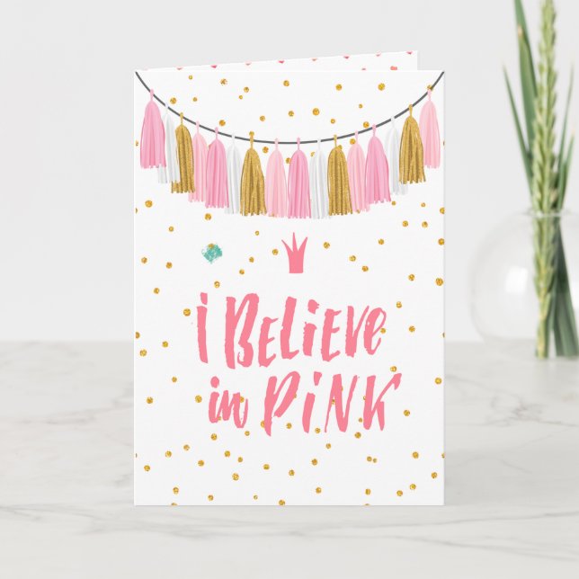 Jag tror på rosa Valentines Day inspiration Helgkort (Framsida)