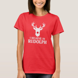 Jag tror på Rudolph, jultema T Shirt
