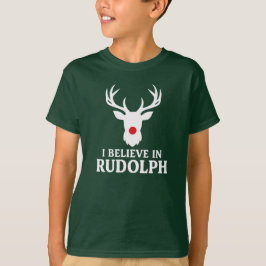 Jag tror på Rudolph, jultema T Shirt