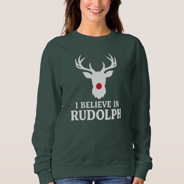 Jag tror på Rudolph, jultema T Shirt (Framsida)