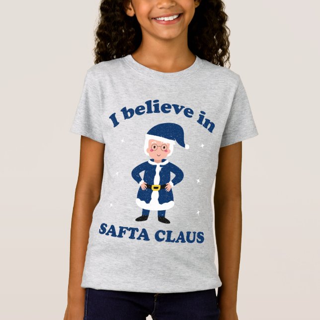 Jag tror på Safta Claus - Cute Chanukah Kids' T Shirt (Framsida)