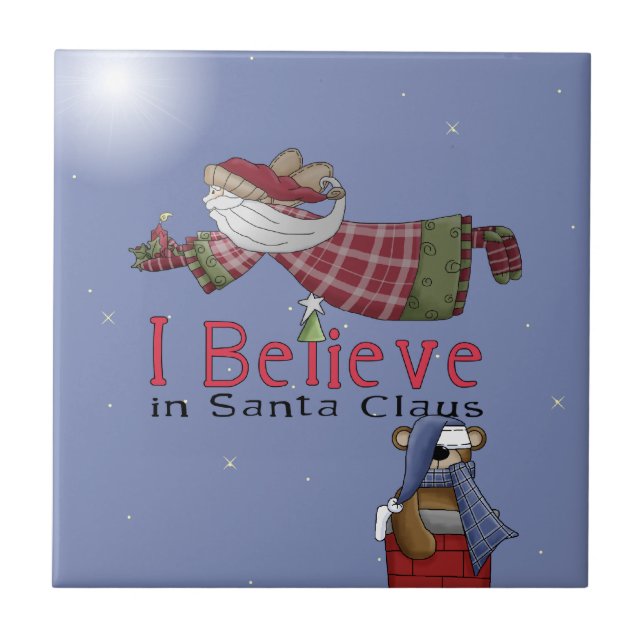 Jag tror på Santa Gift Tile Trivet Kakelplatta (Framsidan)