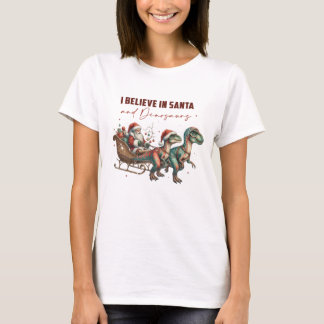 Jag tror på Santa och Dinosaurs T Shirt