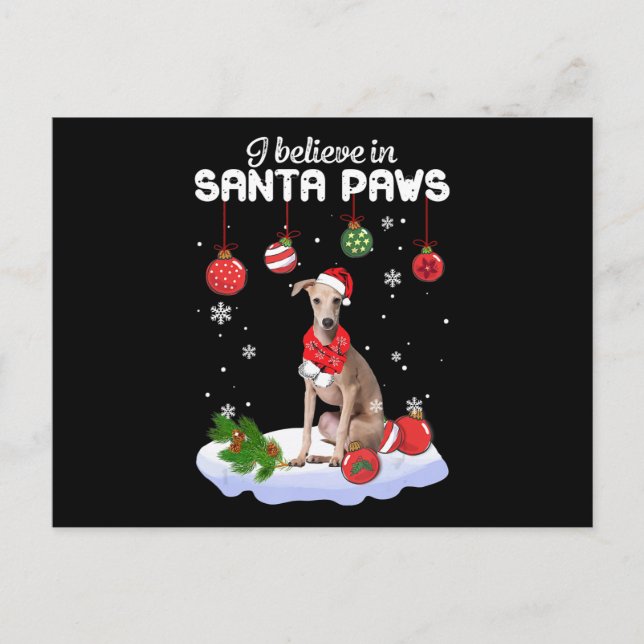 Jag tror på Santa Paws italiensk mops present Helg Vykort (Framsida)